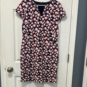 Banana Republic Multicolored Mini Sheath Dress with Flutter Sleeves and V-neck